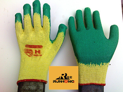 潤(rùn)宏勞保手套廠批發(fā)黃色棉紗線浸涂乳膠皺紋手套——專業(yè)防護(hù)，信賴之選